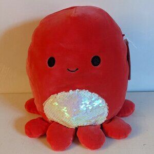 NWT 8" Veronica Octopus Squishmallows Red Sequin Plush Stuffed Animal Sea Easter
